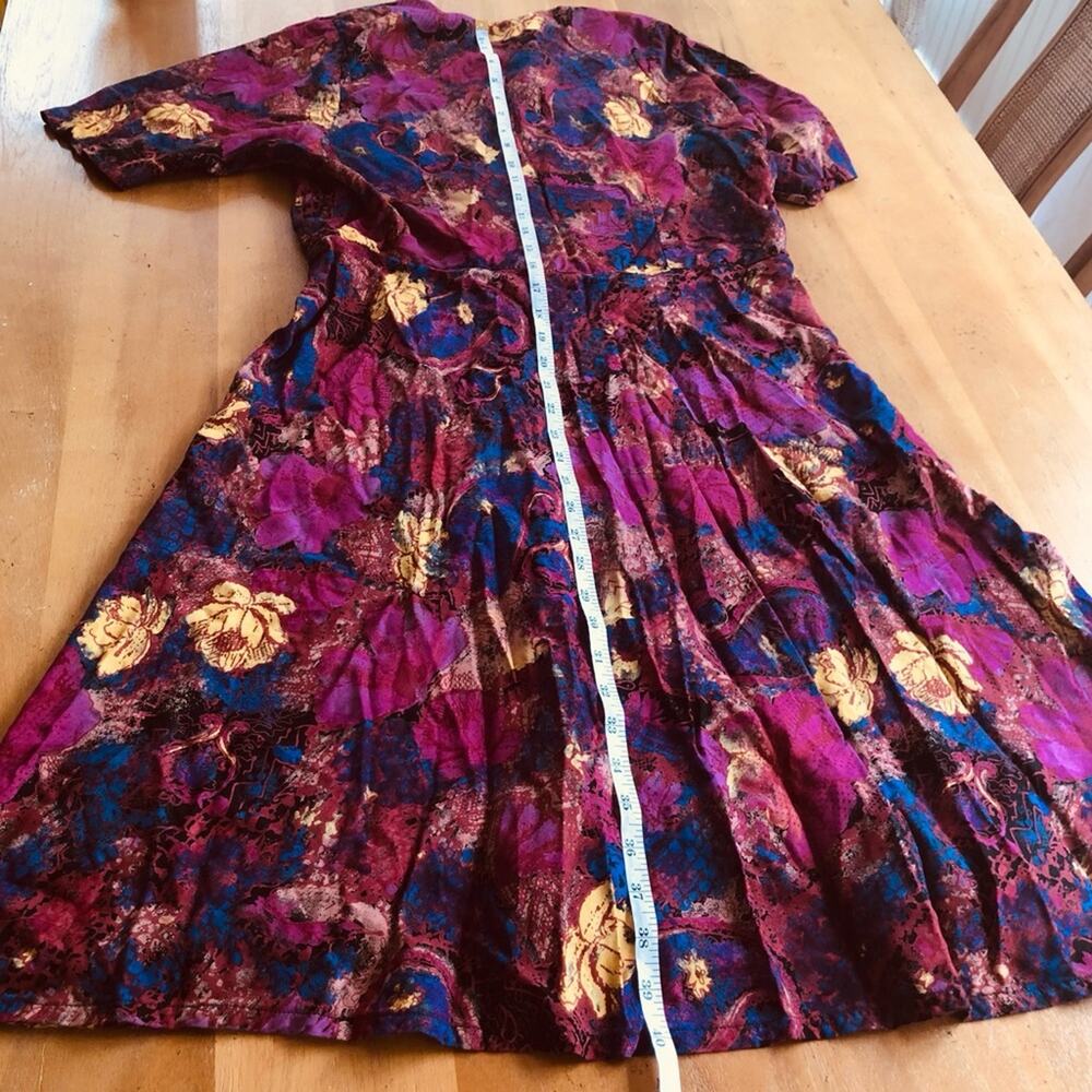Vintage 80s 90s Brooks Brothers Colorful Minidress Gold Buttons Large Abstract - Picture 14 of 15